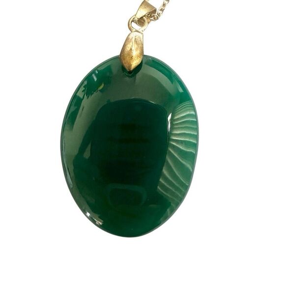 Green Onyx agate  Druzy Geode pendant necklace - Picture 9 of 10